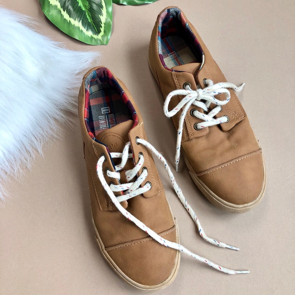 ZARA Kids Tan Plaid Kicks Faux Leather Sneakers